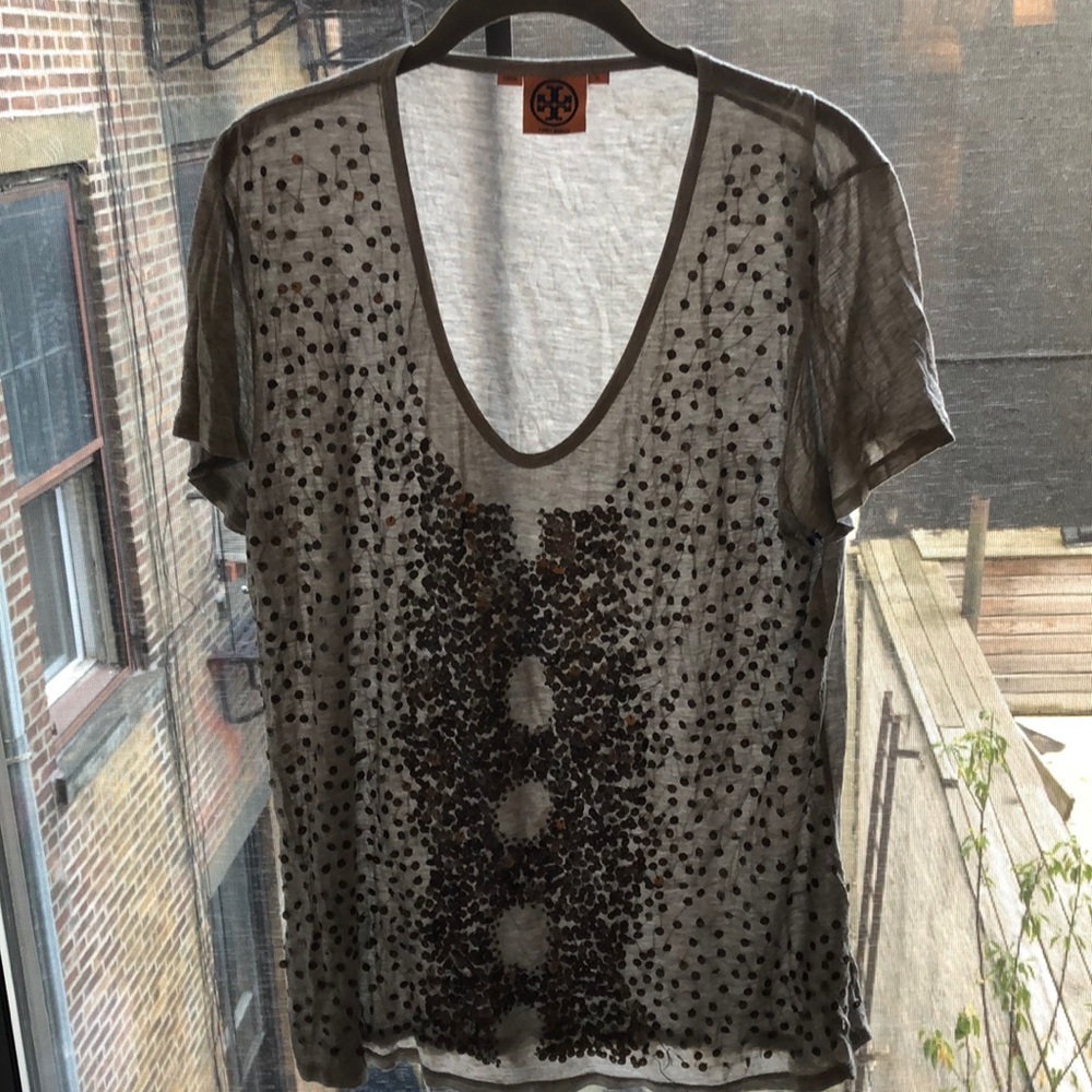 Tory Burch grey sequin tee
